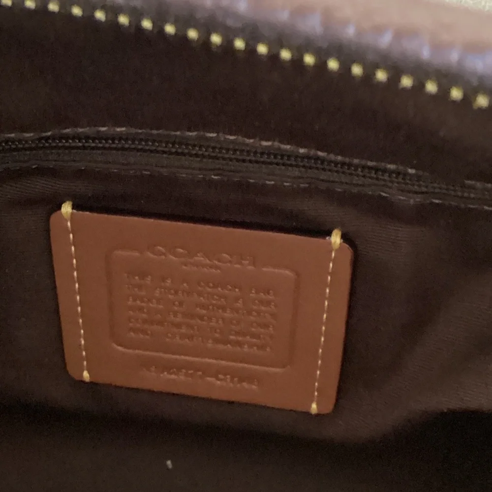 Coach Dark Brown Leather Shoulder Bag with Gold Accents - Picture 5 of 7